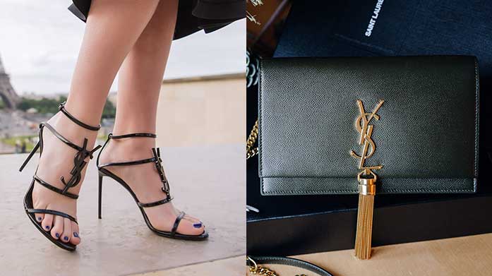 Saint Laurent Handbags And Footwear Renowned for their fine craftsmanship, Saint Laurent offer a covetable array of classic Envelope Bags, iconic monogram heels and luxury sunglasses.