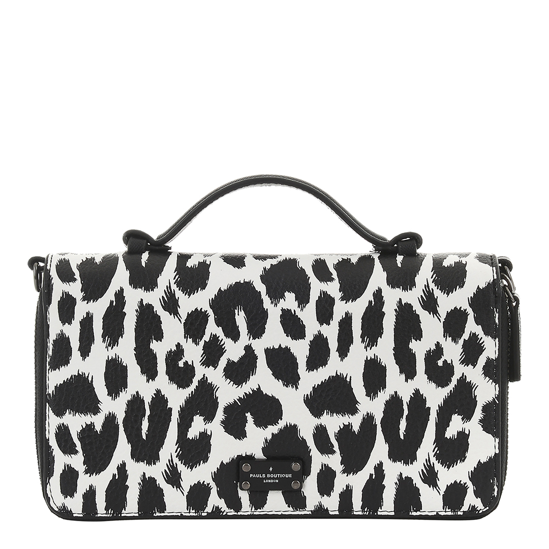 Black/White Pandora Graphic Leopard Print Clutch Bag - BrandAlley