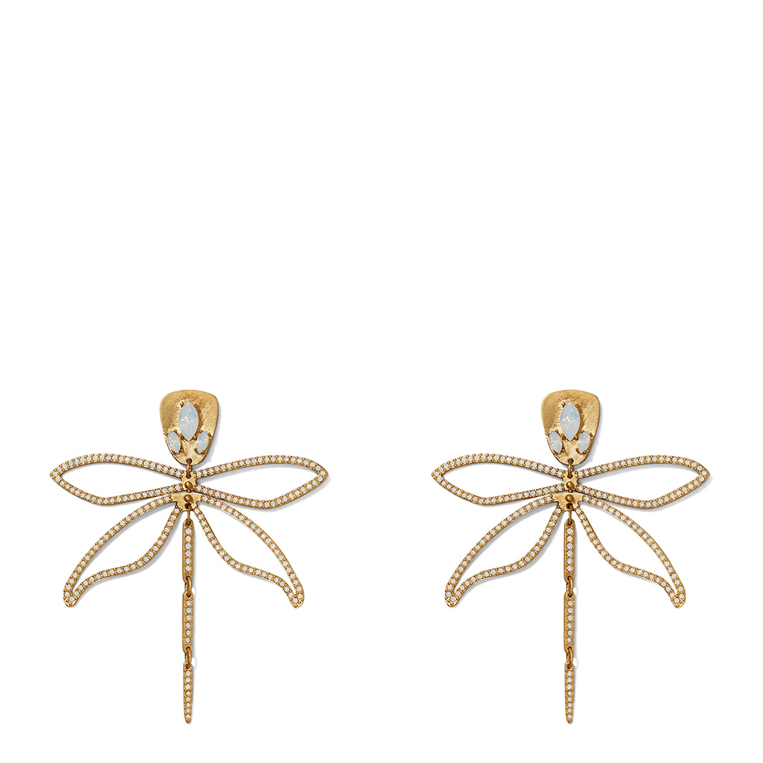 Gold Embellished Dragonfly Earrings - BrandAlley