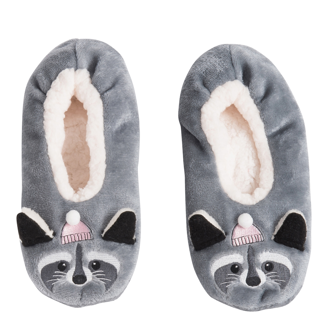 Grey Raccoon Animal Slippers - BrandAlley