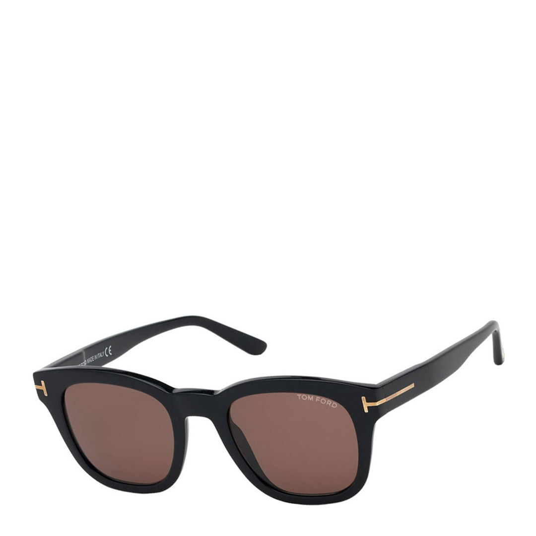 Men's Shiny Black/Brown Tom Ford Sunglasses 52mm - BrandAlley