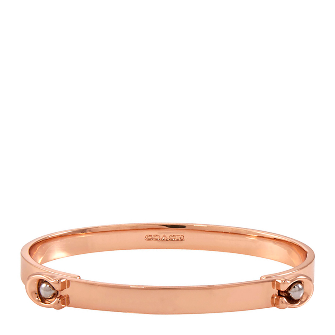 Silver Rose Gold Sculpted Signature Tension Hinged Bangle - BrandAlley