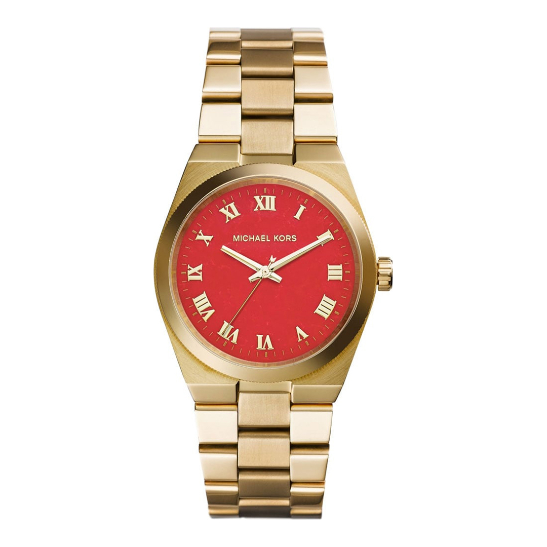 Women's Gold/Red Michael Kors Watch - BrandAlley