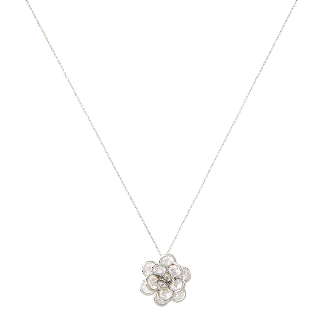 Silver Jeweled Rosette Pendant Necklace - BrandAlley