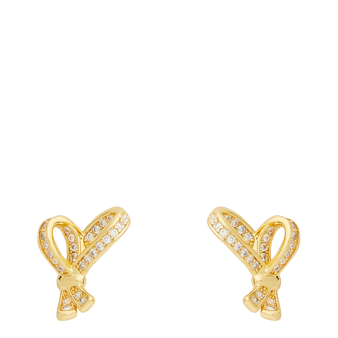 Clear Gold All Tied Up Pave Stud Earrings - BrandAlley