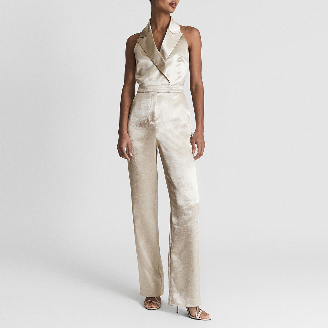 reiss gold jody metallic jumpsuit