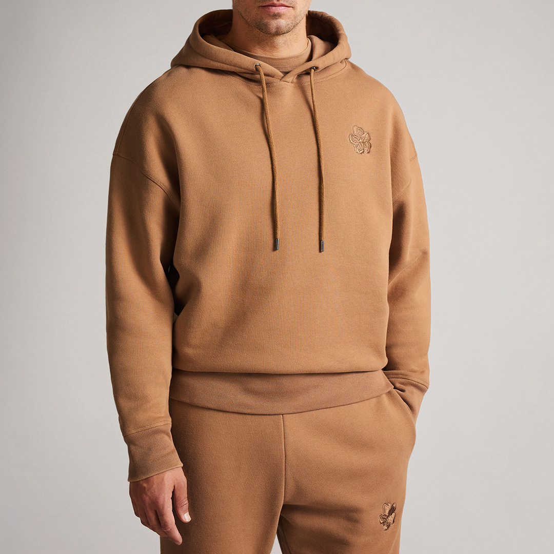 Camel Lavery Relaxed Cotton Hoodie - BrandAlley