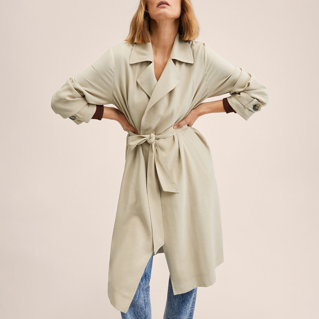 mango flowy oversize trench