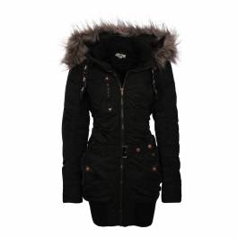 Women's Black Faux Fur Hooded Coat - BrandAlley