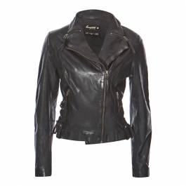 Black Studded Leather Biker Jacket - BrandAlley