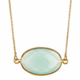 Gold Sea Green Chalcedony Necklace - BrandAlley