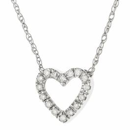 Silver/Diamond Love Heart Necklace - BrandAlley