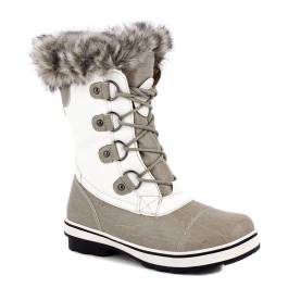 White Megeve Faux Fur Cuff Snow Boots - BrandAlley