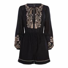Black Mosaic Embroidery Playsuit - BrandAlley
