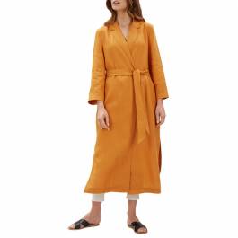 Orange Linen Side Split Duster Coat - BrandAlley