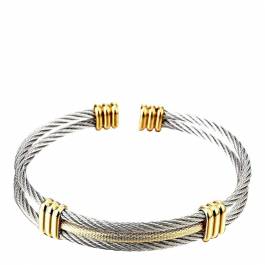 18K Gold Plated/ Silver Plated Cable Cuff Bangle - BrandAlley
