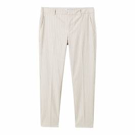 Beige Straight Striped Trousers - BrandAlley