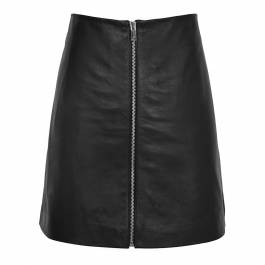 Black Leather Annabelle Zip Skirt - BrandAlley