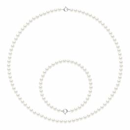 White Pearl Necklace And Bracelet Set