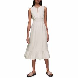 White Matilda Linen Midi Dress