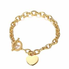 18K Gold Heart Charm Bracelet