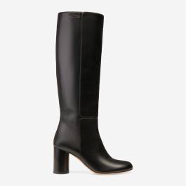 Black Pull-on Style Long Heeled Boots 
