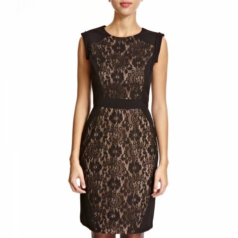 Black Floral Lace Shift Dress - BrandAlley