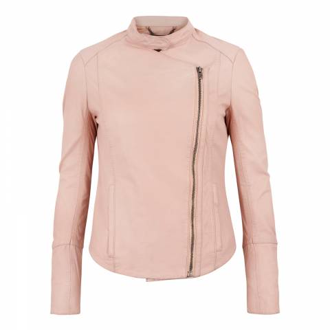 Pink Kaus Fitted Leather Jacket - BrandAlley