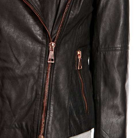 Black Brazlia Leather Jacket - BrandAlley
