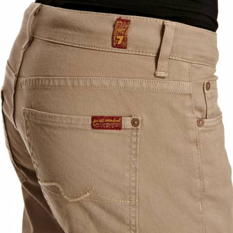 Men's Beige Stretch Standard Straight Trousers 33.5