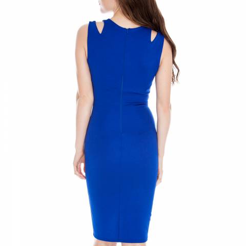 Royal Blue Cut Out Shoulder Pencil Stretch Dress - BrandAlley