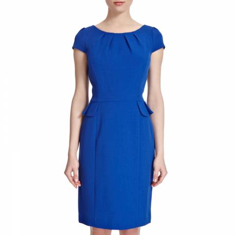 Blue Peplum Crepe Dress - BrandAlley
