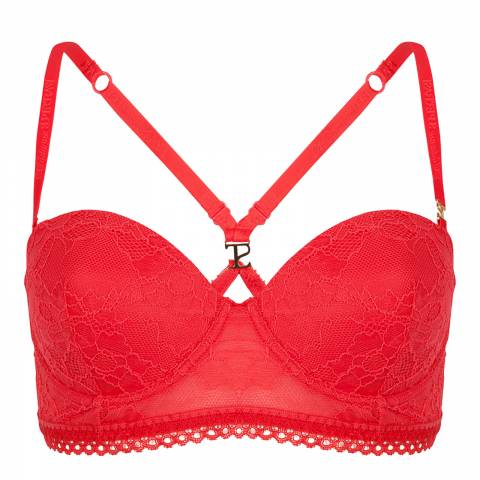 Red Peekaboo Push-up Bra - BrandAlley