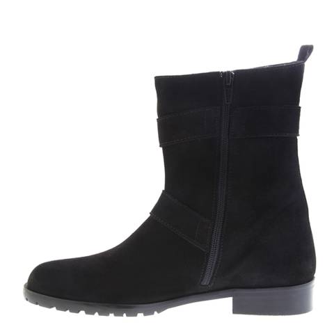 Black Suede Buckle Ankle Boots - BrandAlley