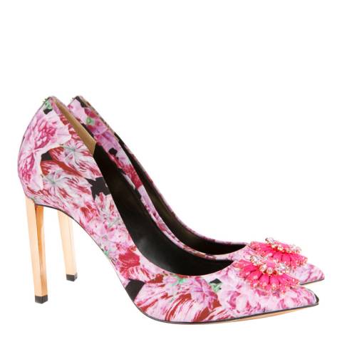 Pink Annabilla Floral Court Shoes Heel 10cm - BrandAlley