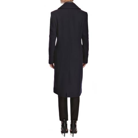 Navy Classic Long Double Breasted Wool Blend Coat - BrandAlley