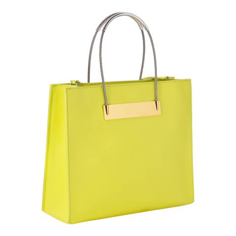Neon Yellow Leather Cable Handbag - BrandAlley