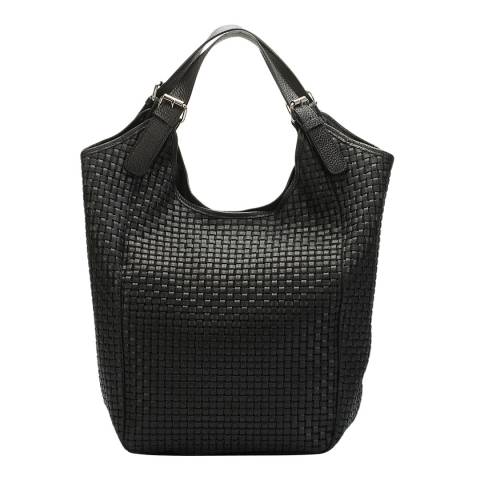 Black Woven Leather Handbag - BrandAlley