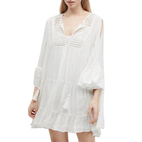 White Gypsy Castaway Lace Cotton Lined Dress - BrandAlley