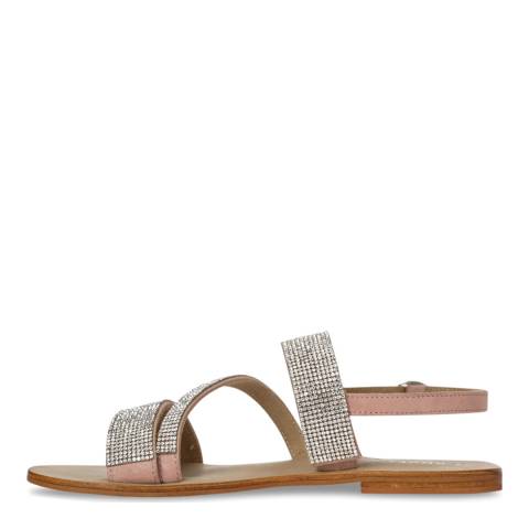 Nude Suede Asymetrical Jeweled Strap Flat Sandals - BrandAlley