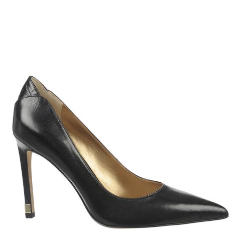Black Leather Dea Pointed Toe Pumps - BrandAlley