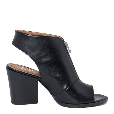 Gusto Black Leather Zip Front Ankle Boots