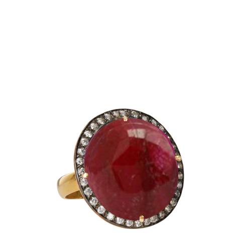 Chloe Collection by Liv Oliver Gold Plated Ruby Cz Statement Ring