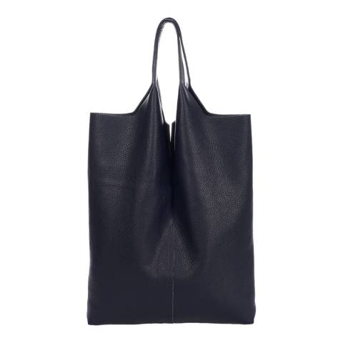 Giulia Massari Dark Blue Leather Shopper Bag