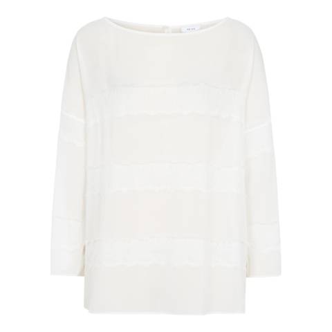 Off White Nellie Lace Panel Top - BrandAlley