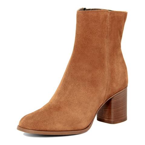 Tan Suede Mid Heel Ankle Boots - BrandAlley