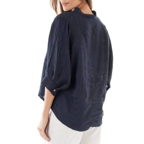 Navy Lightweight Linen Top - BrandAlley