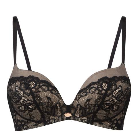 Black Nude Glamour Lace Plunge Bra - BrandAlley