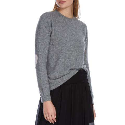 Mid Grey/Cherry Blossom Heart Elbow Cashmere Jumper - BrandAlley