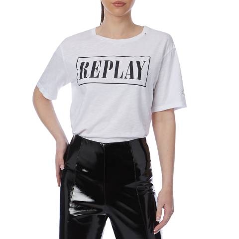 Replay White Square Logo T-Shirt